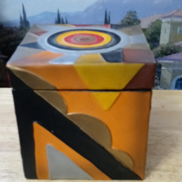 ⛺Vintage Ceramic Mexican Native Trinket Box,Handmade Folk art,Made in Mexico🏤 - Picture 10 of 16